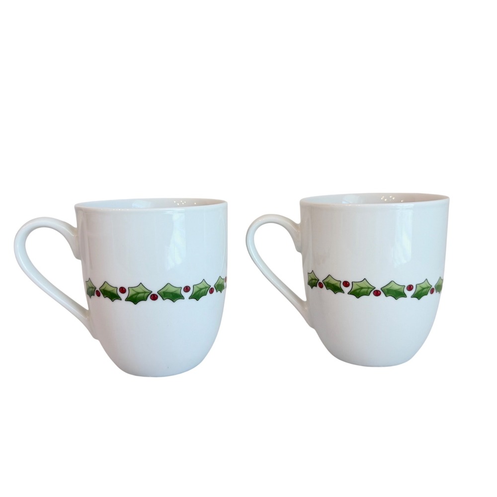 Fitz and Floyd Coffee Cake Mugs Set of 2 Santa‎ White NEW Holiday 29-873 - Picture 3 of 7